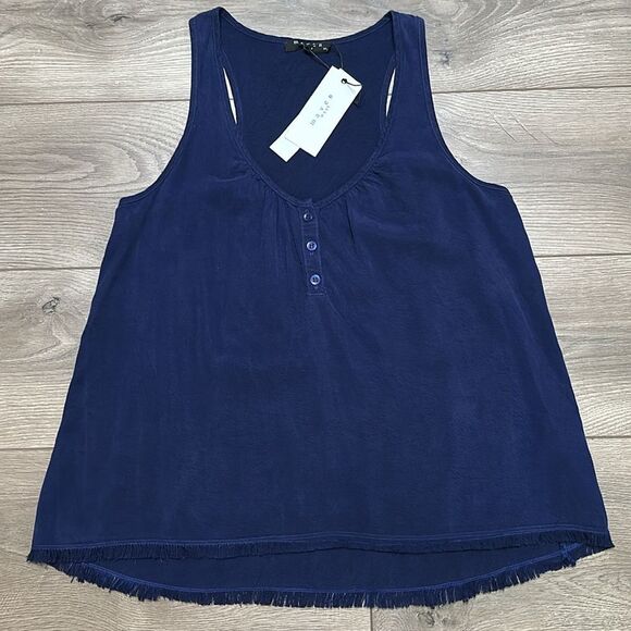 Maven West Peplum Navy Blue Tank Size XS - Picture 2 of 10